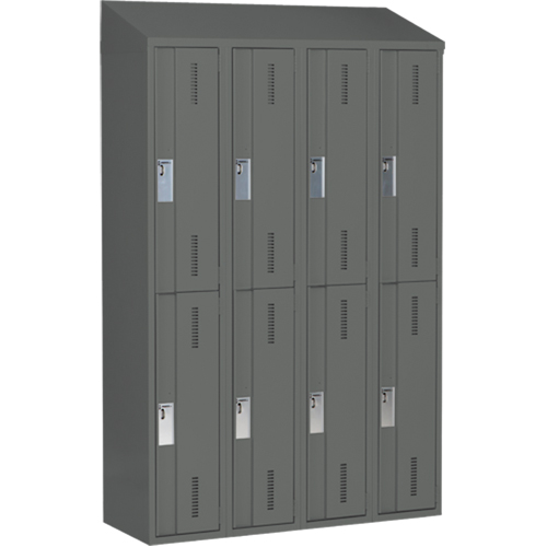 Concorde Heavy-Duty Lockers, 2 -tier, Bank of 4, 48" x 18" x 78", Steel, Charcoal, Welded (Assembled) Dufferin Supply