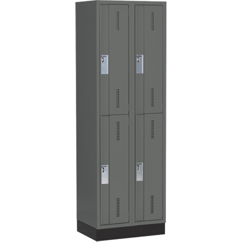 Concorde Heavy-Duty Lockers, 2 -tier, Bank of 2, 24" x 18" x 76", Steel, Charcoal, Welded (Assembled) Dufferin Supply