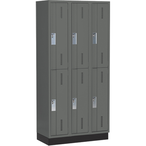 Concorde Heavy-Duty Lockers, 2 -tier, Bank of 3, 36" x 18" x 76", Steel, Charcoal, Welded (Assembled) Dufferin Supply