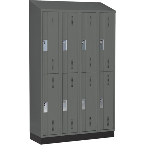 Concorde Heavy-Duty Lockers, 2 -tier, Bank of 4, 48" x 18" x 82", Steel, Charcoal, Welded (Assembled) Dufferin Supply
