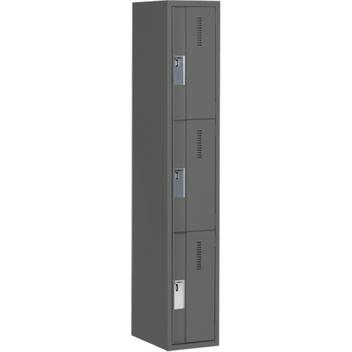 Concorde Heavy-Duty Lockers, 3 -tier, 12" x 18" x 72", Steel, Charcoal, Welded (Assembled) Dufferin Supply