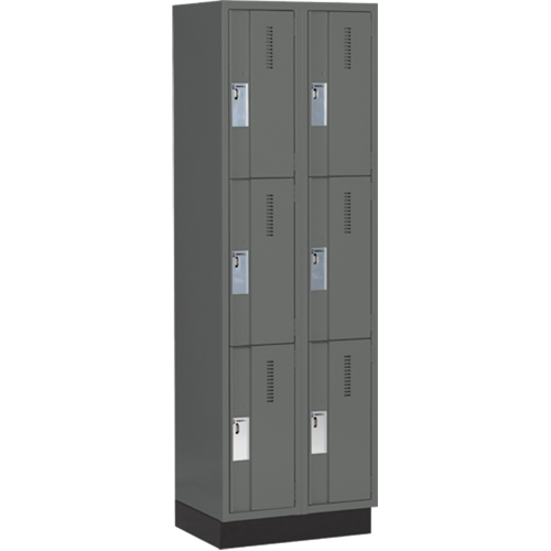 Concorde Heavy-Duty Lockers, 3 -tier, Bank of 2, 24" x 18" x 76", Steel, Charcoal, Welded (Assembled) Dufferin Supply