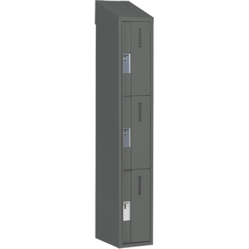 Concorde Heavy-Duty Lockers, 3 -tier, 12" x 18" x 78", Steel, Charcoal, Welded (Assembled) Dufferin Supply