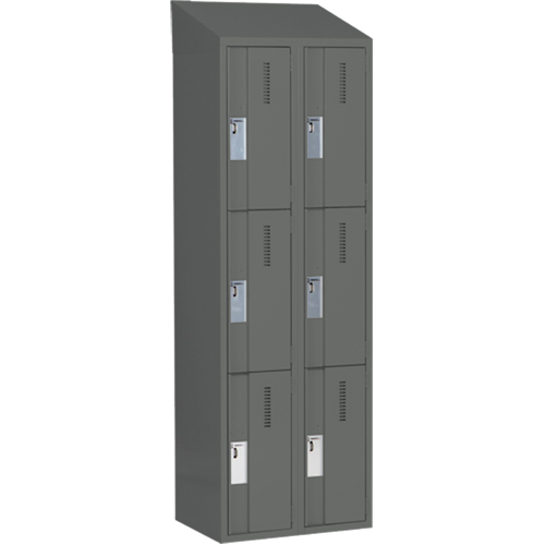 Concorde Heavy-Duty Lockers, 3 -tier, Bank of 2, 24" x 18" x 78", Steel, Charcoal, Welded (Assembled) Dufferin Supply
