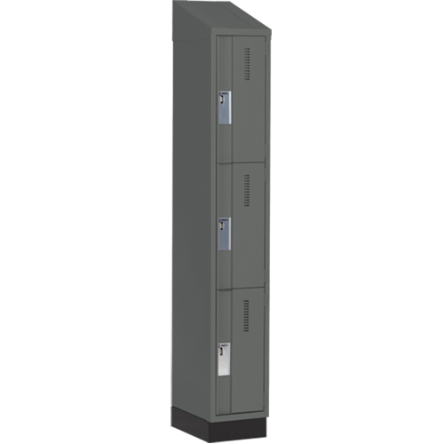 Concorde Heavy-Duty Lockers, 3 -tier, 12" x 18" x 82", Steel, Charcoal, Welded (Assembled) Dufferin Supply