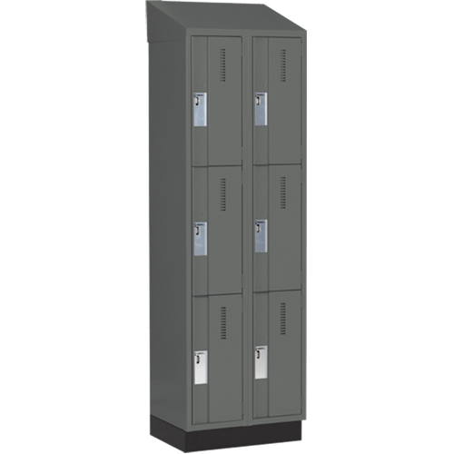Concorde Heavy-Duty Lockers, 3 -tier, Bank of 2, 24" x 18" x 82", Steel, Charcoal, Welded (Assembled) Dufferin Supply
