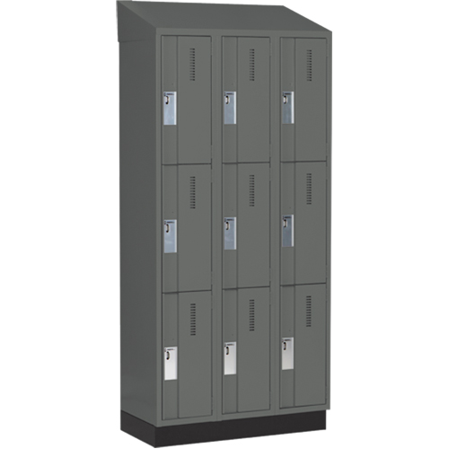 Concorde Heavy-Duty Lockers, 3 -tier, Bank of 3, 36" x 18" x 82", Steel, Charcoal, Welded (Assembled) Dufferin Supply