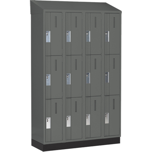Concorde Heavy-Duty Lockers, 3 -tier, Bank of 4, 48" x 18" x 82", Steel, Charcoal, Welded (Assembled) Dufferin Supply