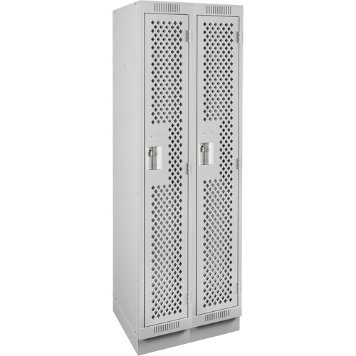 Clean Line Lockers, Bank of 2, 24" x 12" x 76", Steel, Grey, Rivet (Assembled), Perforated Dufferin Supply