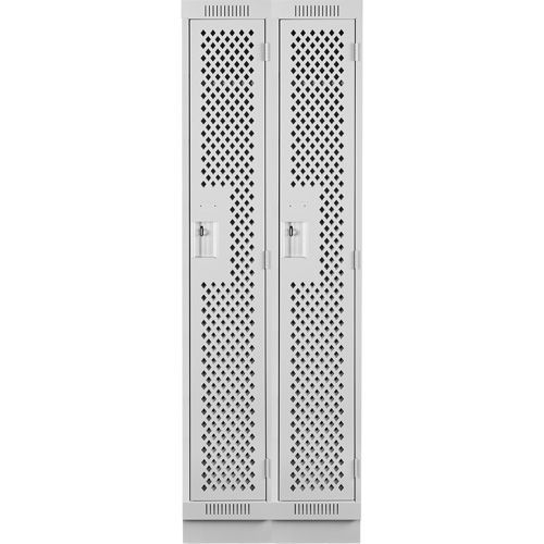 Clean Line Lockers, Bank of 2, 24" x 12" x 76", Steel, Grey, Rivet (Assembled), Perforated Dufferin Supply