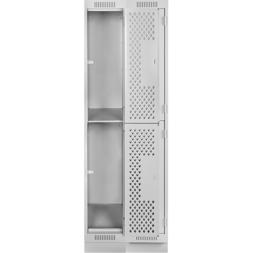 Clean Line Lockers, 2 -tier, Bank of 2, 24" x 12" x 76", Steel, Grey, Rivet (Assembled), Perforated Dufferin Supply
