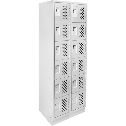 Clean-Line Perforated Lockerette, 6 -tier, Bank of 2, 15" x 72" x 12", Steel Dufferin Supply