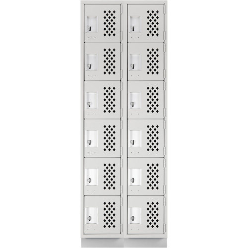 Clean-Line Perforated Lockerette, 6 -tier, Bank of 2, 15" x 72" x 12", Steel Dufferin Supply