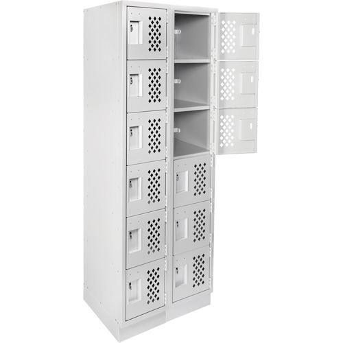 Clean-Line Perforated Lockerette, 6 -tier, Bank of 2, 15" x 72" x 12", Steel Dufferin Supply