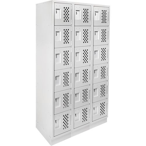 Clean-Line Perforated Lockerette, 6 -tier, Bank of 3, 15" x 72" x 12", Steel Dufferin Supply