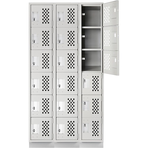Clean-Line Perforated Lockerette, 6 -tier, Bank of 3, 15" x 72" x 12", Steel Dufferin Supply