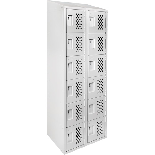 Assembled Lockerettes Clean Line Perforated Economy Lockers, 6 -tier, Bank of 2, 18" x 72" x 12", Steel Dufferin Supply