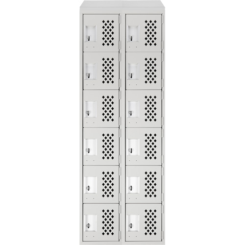 Assembled Lockerettes Clean Line Perforated Economy Lockers, 6 -tier, Bank of 2, 18" x 72" x 12", Steel Dufferin Supply