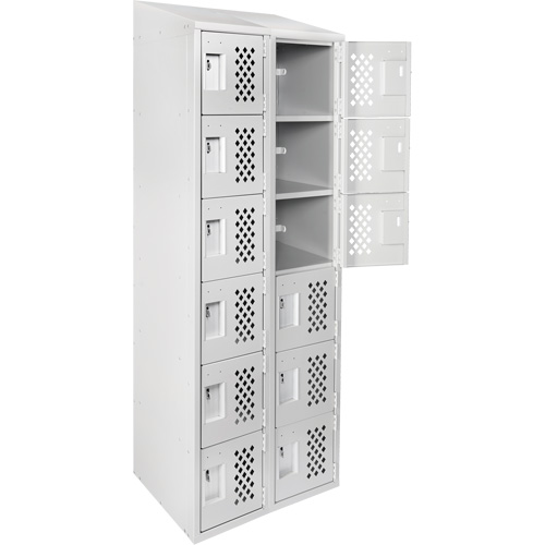 Assembled Lockerettes Clean Line Perforated Economy Lockers, 6 -tier, Bank of 2, 18" x 72" x 12", Steel Dufferin Supply