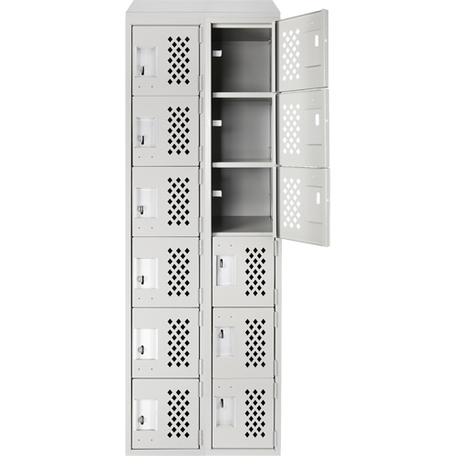 Assembled Lockerettes Clean Line Perforated Economy Lockers, 6 -tier, Bank of 2, 18" x 72" x 12", Steel Dufferin Supply