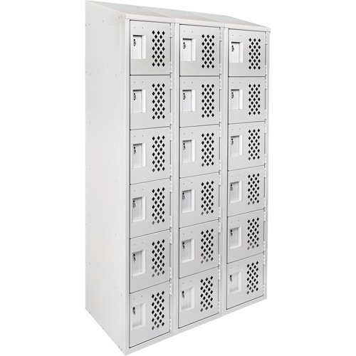 Assembled Lockerettes Clean Line Perforated Economy Lockers, 6 -tier, Bank of 3, 18" x 72" x 12", Steel Dufferin Supply