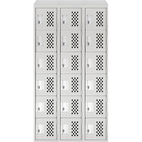 Assembled Lockerettes Clean Line Perforated Economy Lockers, 6 -tier, Bank of 3, 18" x 72" x 12", Steel Dufferin Supply