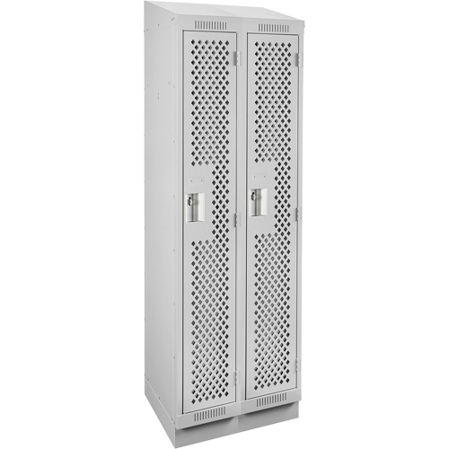 Clean Line Lockers, Bank of 2, 24" x 18" x 82", Steel, Grey, Rivet (Assembled), Perforated Dufferin Supply