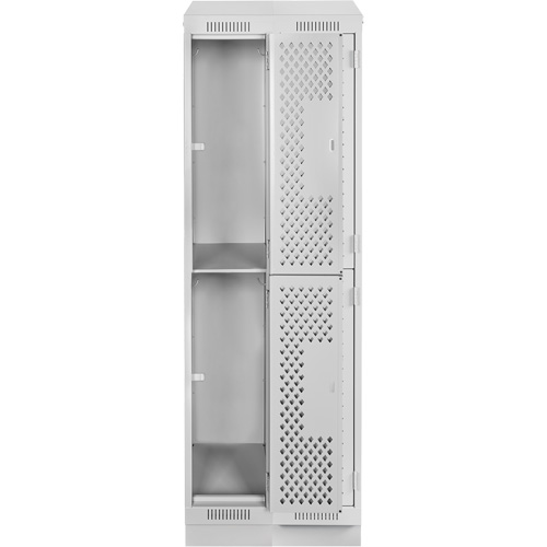 Clean Line Lockers, 2 -tier, Bank of 2, 24" x 12" x 82", Steel, Grey, Rivet (Assembled), Perforated Dufferin Supply