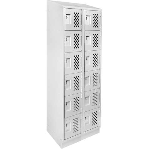 Assembled Lockerettes Clean Line Perforated Economy Lockers, 6 -tier, Bank of 2, 18" x 72" x 12", Steel Dufferin Supply