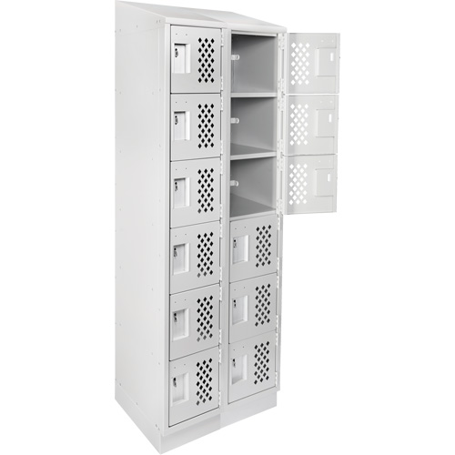Assembled Lockerettes Clean Line Perforated Economy Lockers, 6 -tier, Bank of 2, 18" x 72" x 12", Steel Dufferin Supply