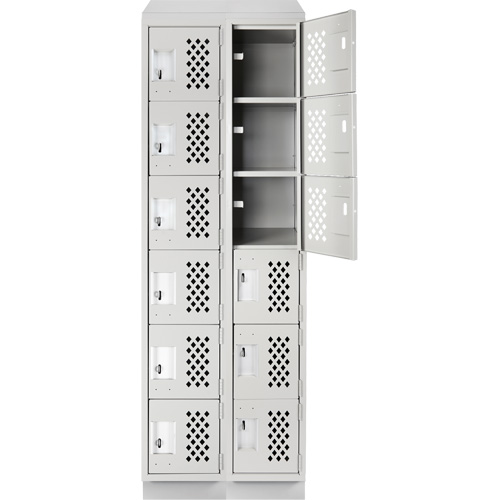 Assembled Lockerettes Clean Line Perforated Economy Lockers, 6 -tier, Bank of 2, 18" x 72" x 12", Steel Dufferin Supply
