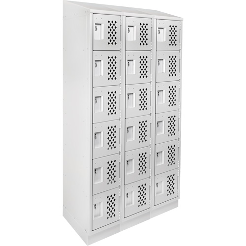 Assembled Lockerettes Clean Line Perforated Economy Lockers, 6 -tier, Bank of 3, 18" x 72" x 12", Steel Dufferin Supply
