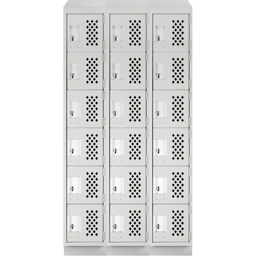 Assembled Lockerettes Clean Line Perforated Economy Lockers, 6 -tier, Bank of 3, 18" x 72" x 12", Steel Dufferin Supply