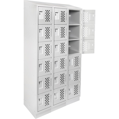 Assembled Lockerettes Clean Line Perforated Economy Lockers, 6 -tier, Bank of 3, 18" x 72" x 12", Steel Dufferin Supply