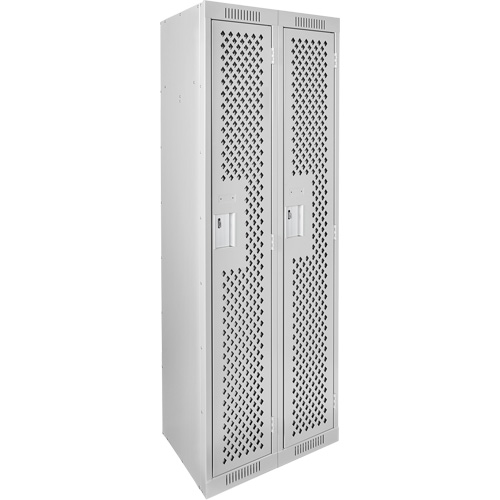 Clean Line Lockers, 2 -tier, 12" x 15" x 72", Steel, Grey, Rivet (Assembled), Perforated Dufferin Supply