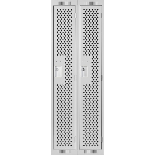 Clean Line Lockers, 2 -tier, 12" x 15" x 72", Steel, Grey, Rivet (Assembled), Perforated Dufferin Supply