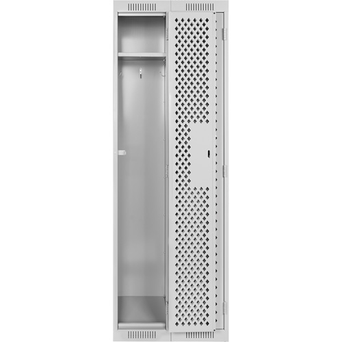Clean Line Lockers, 2 -tier, 12" x 15" x 72", Steel, Grey, Rivet (Assembled), Perforated Dufferin Supply