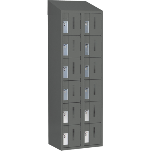 Concorde Heavy-Duty Lockers, 6 -tier, Bank of 2, 24" x 18" x 78", Steel, Charcoal, Welded (Assembled) Dufferin Supply