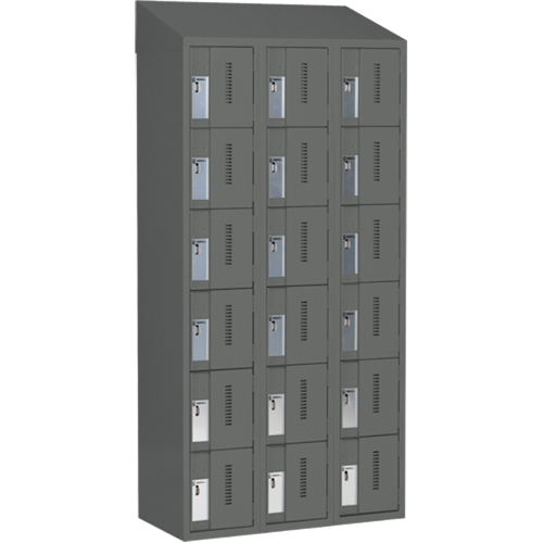 Concorde Heavy-Duty Lockers, 6 -tier, Bank of 3, 36" x 18" x 78", Steel, Charcoal, Welded (Assembled) Dufferin Supply