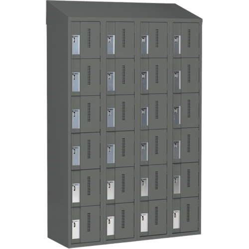 Concorde Heavy-Duty Lockers, 6 -tier, Bank of 4, 48" x 18" x 78", Steel, Charcoal, Welded (Assembled) Dufferin Supply