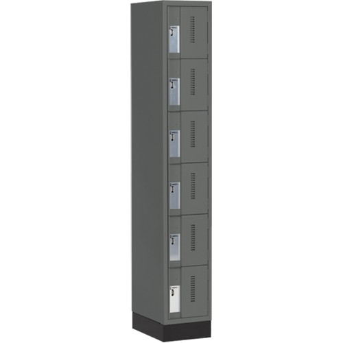 Concorde Heavy-Duty Lockers, 6 -tier, 12" x 18" x 76", Steel, Charcoal, Welded (Assembled) Dufferin Supply
