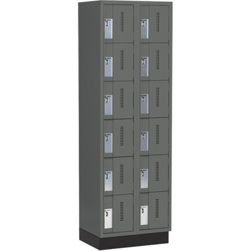Concorde Heavy-Duty Lockers, 6 -tier, Bank of 2, 24" x 18" x 76", Steel, Charcoal, Welded (Assembled) Dufferin Supply