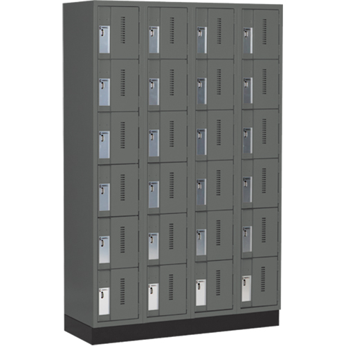 Concorde Heavy-Duty Lockers, 6 -tier, Bank of 4, 48" x 18" x 76", Steel, Charcoal, Welded (Assembled) Dufferin Supply