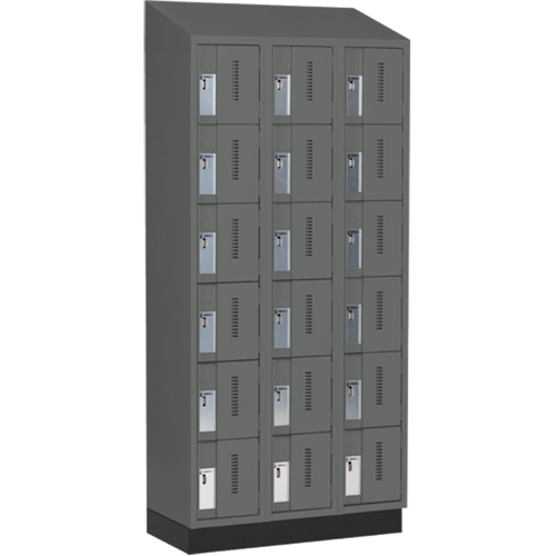 Concorde Heavy-Duty Lockers, 6 -tier, Bank of 3, 36" x 18" x 82", Steel, Charcoal, Welded (Assembled) Dufferin Supply