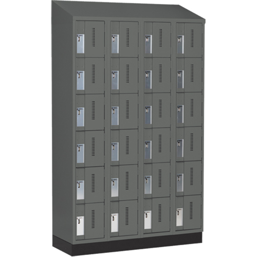 Concorde Heavy-Duty Lockers, 6 -tier, Bank of 4, 48" x 18" x 82", Steel, Charcoal, Welded (Assembled) Dufferin Supply