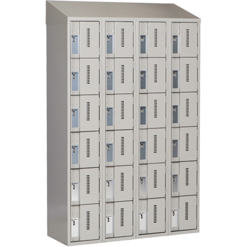 Concorde Heavy-Duty Lockers, 6 -tier, Bank of 4, 48" x 18" x 78", Steel, Grey, Welded (Assembled) Dufferin Supply