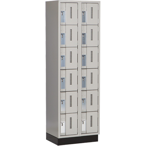 Concorde Heavy-Duty Lockers, 6 -tier, Bank of 2, 24" x 18" x 76", Steel, Grey, Welded (Assembled) Dufferin Supply