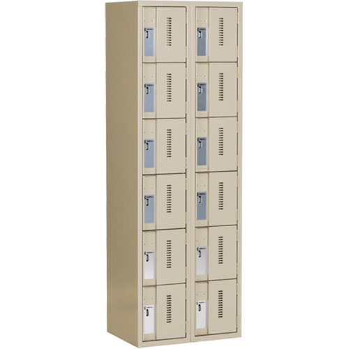 Concorde Heavy-Duty Lockers, 6 -tier, Bank of 2, 24" x 18" x 72", Steel, Beige, Welded (Assembled) Dufferin Supply