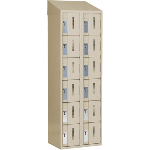 Concorde Heavy-Duty Lockers, 6 -tier, Bank of 2, 24" x 18" x 78", Steel, Beige, Welded (Assembled) Dufferin Supply