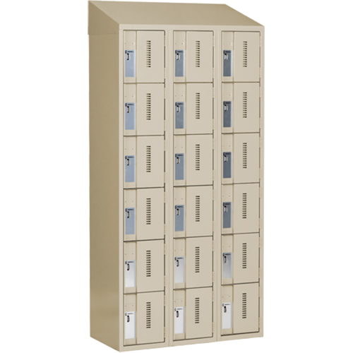 Concorde Heavy-Duty Lockers, 6 -tier, Bank of 3, 36" x 18" x 78", Steel, Beige, Welded (Assembled) Dufferin Supply